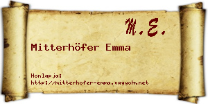 Mitterhöfer Emma névjegykártya